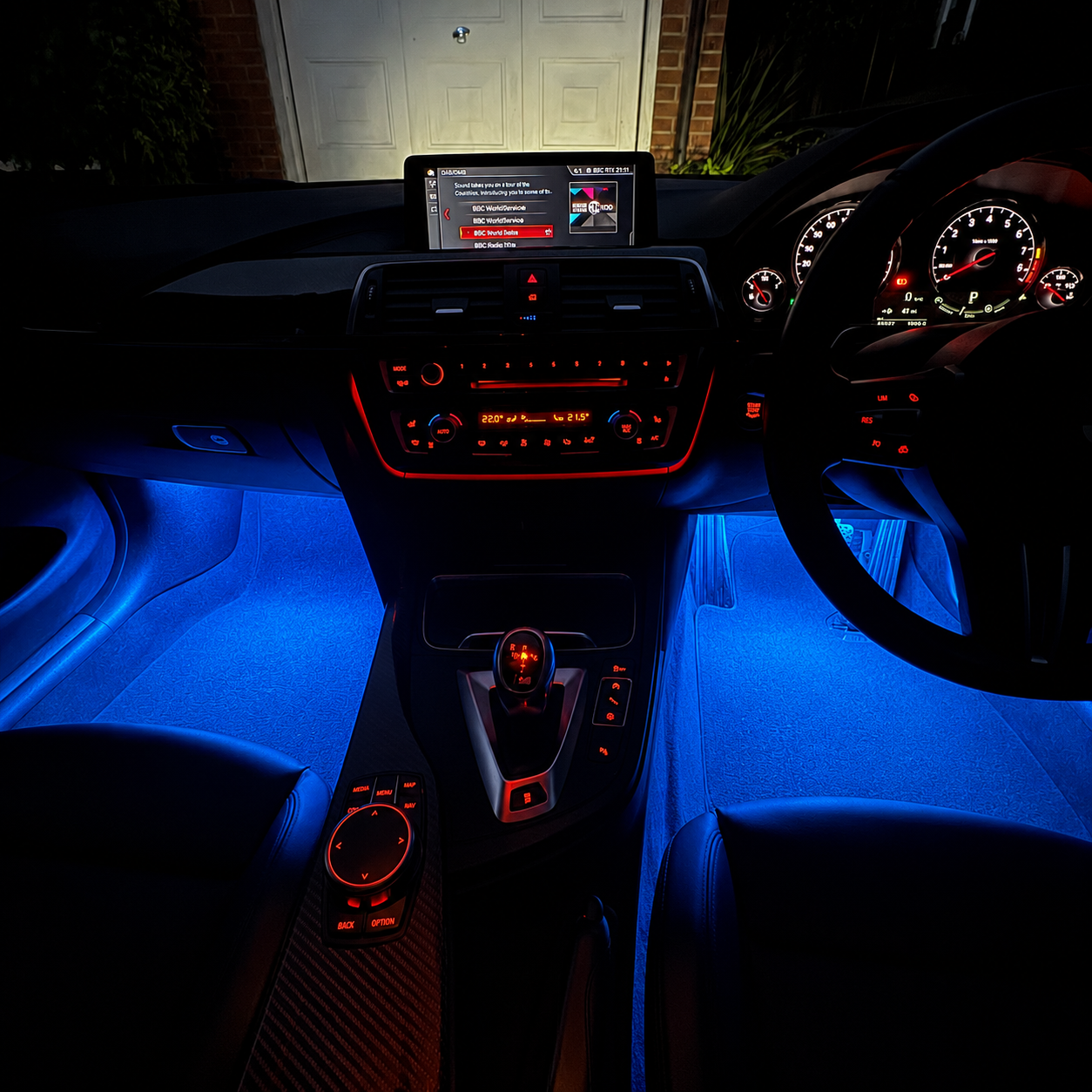 Car interior after ambient lights