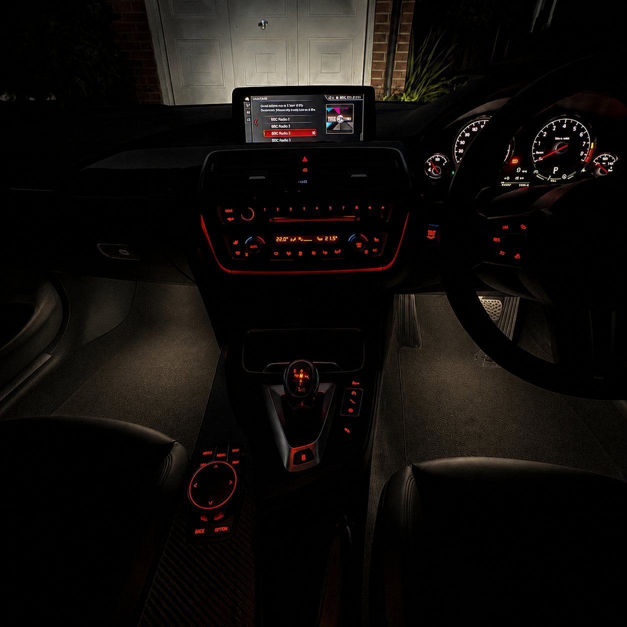 Car interior before lights