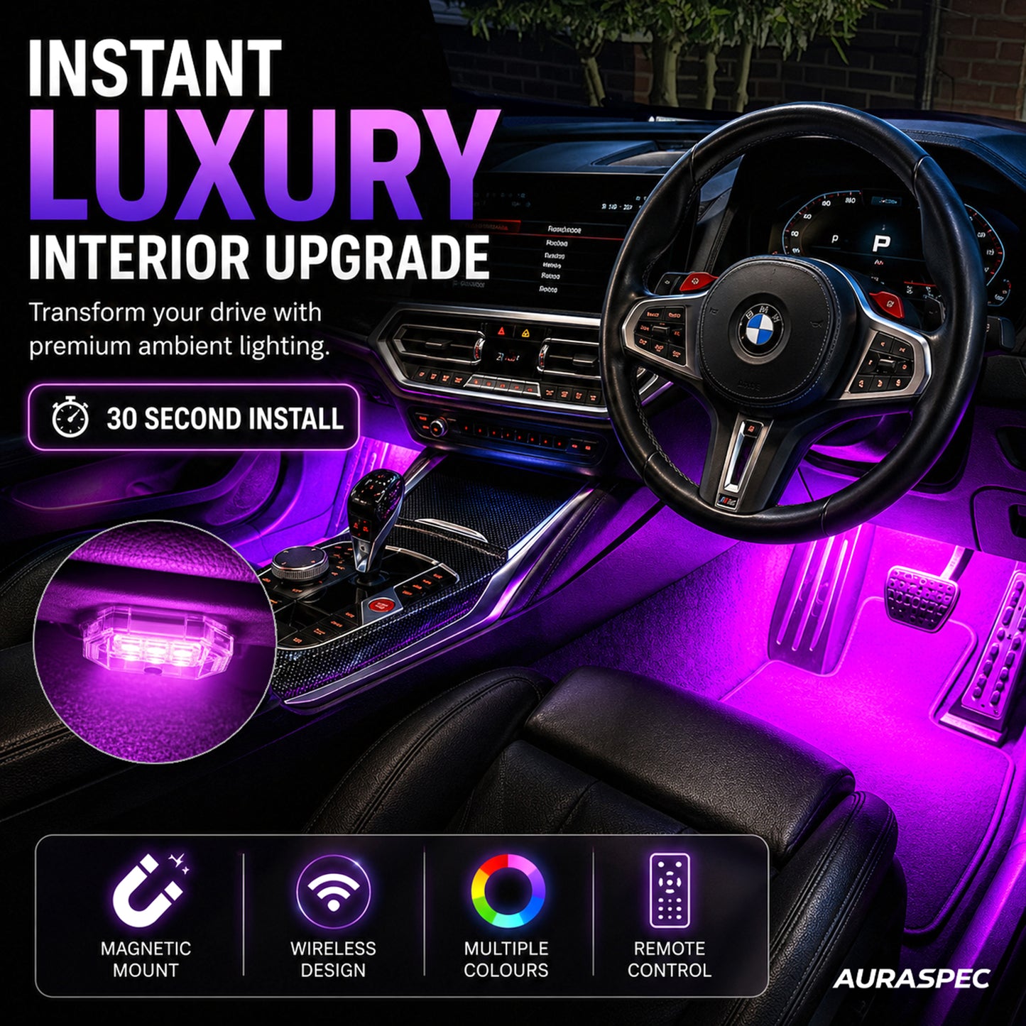 AuraGlow Magnetic Car Lights